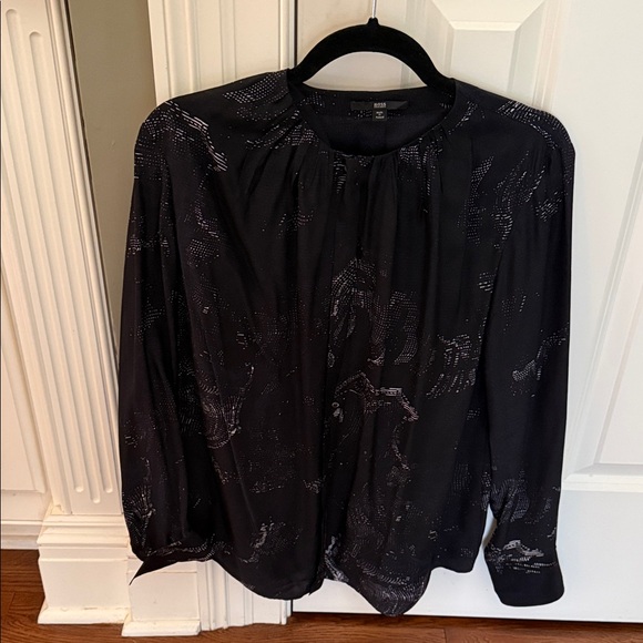 Hugo Boss Tops - Hugo Boss Black Blouse with white Dot Detail